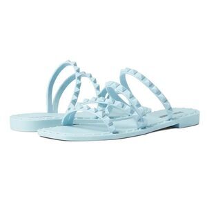 BRAND NEW WILD DIVA JELLY TRIPLE STRAP STUDDED SLIP-ON WOMEN"S SANDAL